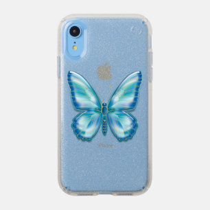 Turquoise butterfly speck iPhone XR case