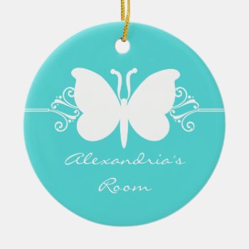 Turquoise Butterfly Swirls Door Hanger Ornament by Superstarbing at Zazzle