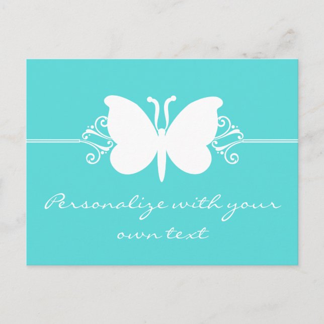 Turquoise Butterfly Swirls Postcard (Front)