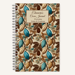 Turquoise Cacao Pattern Chocolate Tasting Notebook