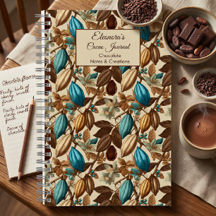 Turquoise Cacao Pattern Chocolate Tasting Notebook