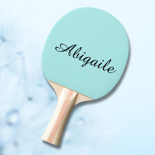 Turquoise Calligraphy Name Trendy Minimalist  Ping Pong Paddle