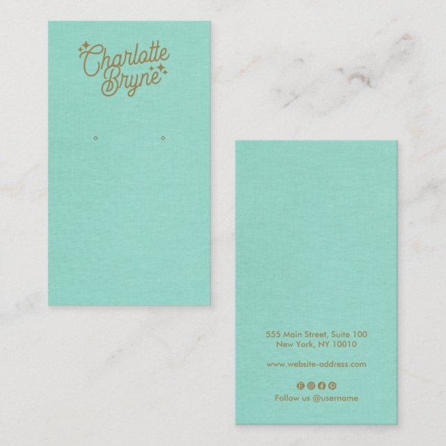 Turquoise Calligraphy Script Earring  Business  Business Card (Front/Back)