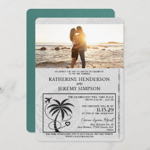 Turquoise Cancun Passport Wedding Invitation