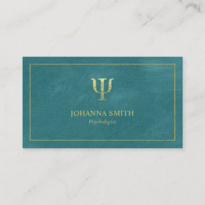 Turquoise Canvas Golden Frame, Psychologist Symbol Appointment Card