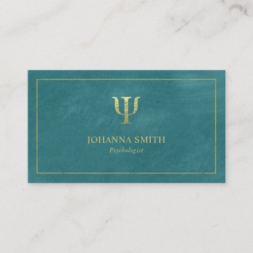 Turquoise Canvas Golden Frame Psychologist Symbol Appointment Card