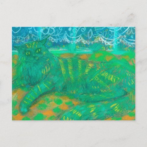 Turquoise Cat Pastel Painting Pet Portrait Postcard