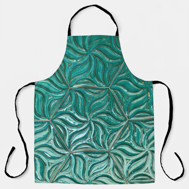 Turquoise ceramic tile wall textureabstract,archit apron (Front)