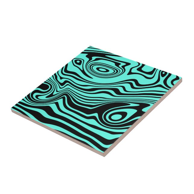 Turquoise Ceramic Tile Waves - Choose Colors (Side)