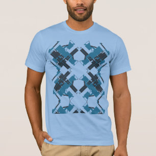 Turquoise Charcoal Crisscross Abstract Art Design T-Shirt