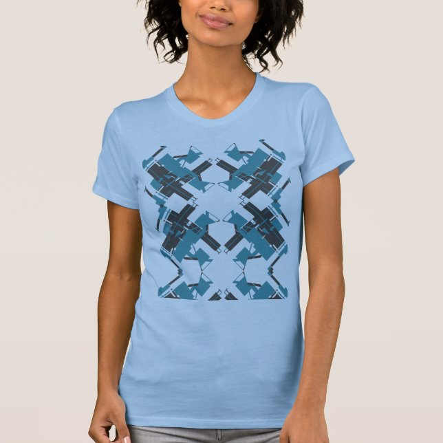 Turquoise Charcoal Crisscross Southwest-inspired T-Shirt (Front)