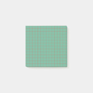 Turquoise Checkered Pattern Aesthetic Grid Design Post-it Notes