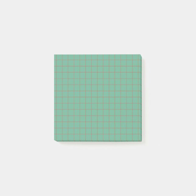 Turquoise Checkered Pattern Aesthetic Grid Design  Post-it Notes (Front)