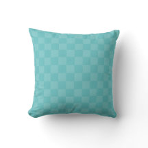 Turquoise Checkered Throw Pillow
