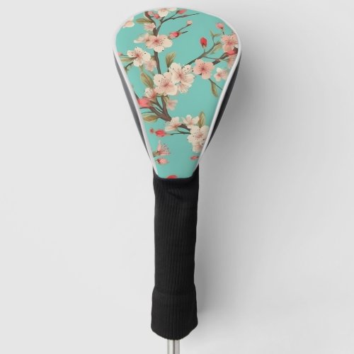 Turquoise Cherry Blossom Golf Head Cover