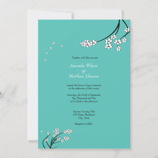 Turquoise Cherry Blossom Wedding Invitations