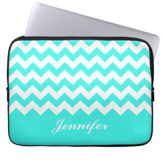 Turquoise Chevron Custom Monogram Laptop Sleeve