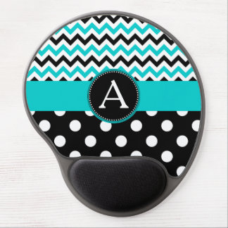 Turquoise Chevron Polka Dot Gel Mouse Pad