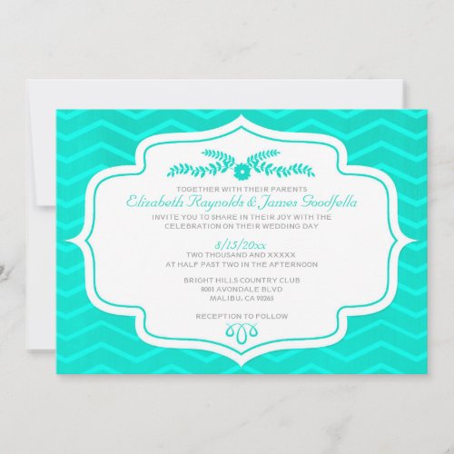 Turquoise Chevron Wedding Invitations