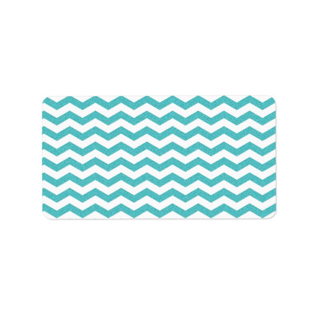 Turquoise chevron zig zag textured zigzag pattern label (Front)