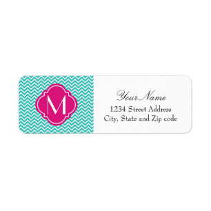 Turquoise Chevron Zigzag Stripes with Monogram Label