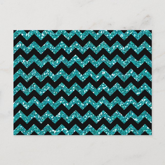 Turquoise Chevrons Elegance Postcard (Front)