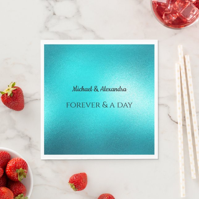 Turquoise Chic Aqua Blue Wedding Napkins (Insitu)