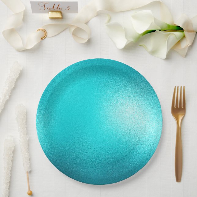 Turquoise Chic Aqua Blue Wedding Paper Plates (Wedding)
