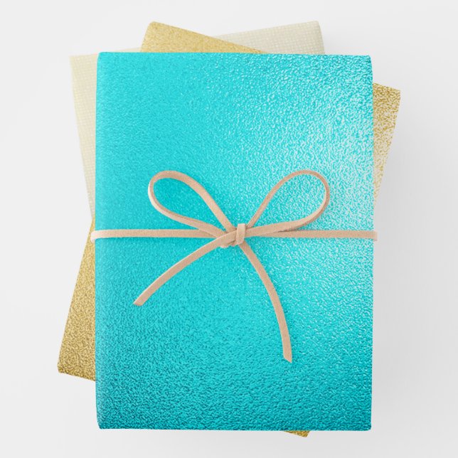 Turquoise Chic Aqua Blue Wrapping Paper Sheets (In situ)