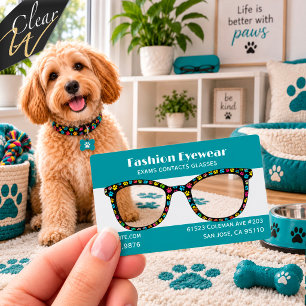Turquoise Chic Clear Eyeglass Lens Business Cards