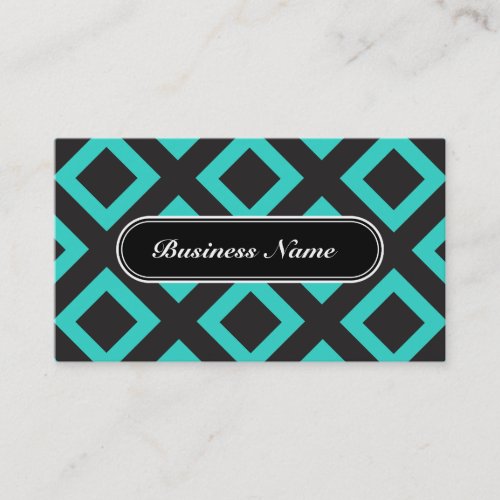 Turquoise Chic Graphic Square Pattern Business Card