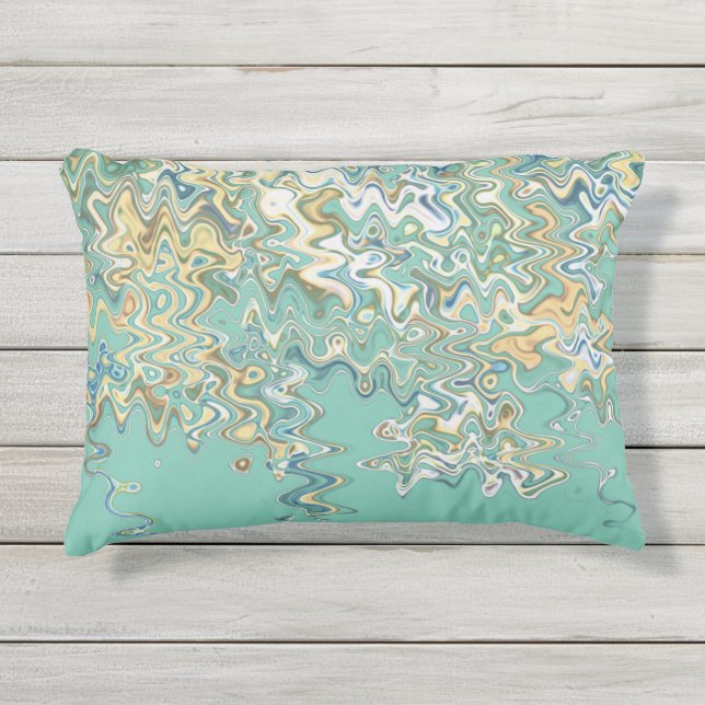 Turquoise Chic Unique Pattern Outdoor Pillow (Front)