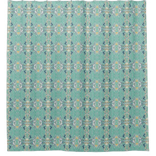 Turquoise Chic Unique Wallpaper Pattern Shower Curtain