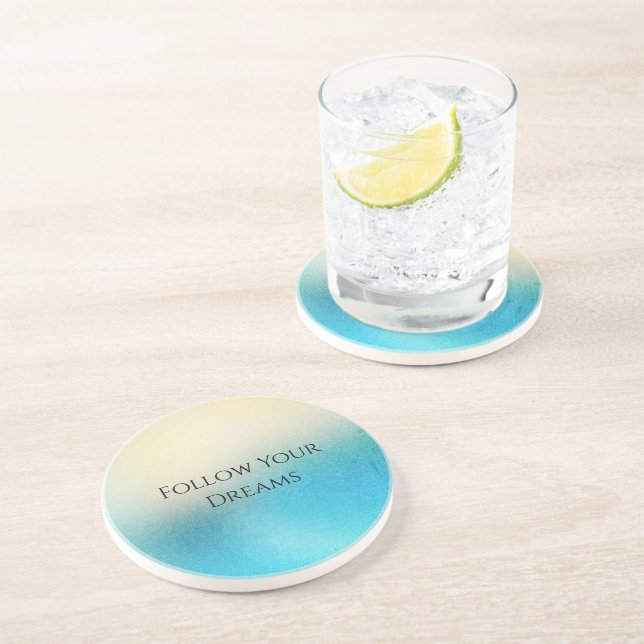 Turquoise Chic White Aqua Blue  Coaster (Side)