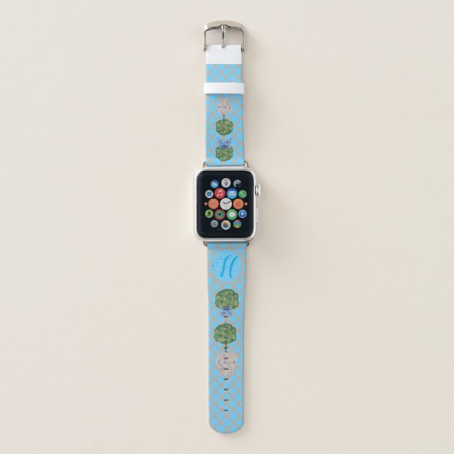 Turquoise Chinoiserie Ginger Jar Jars Topiary Apple Watch Band (Front)