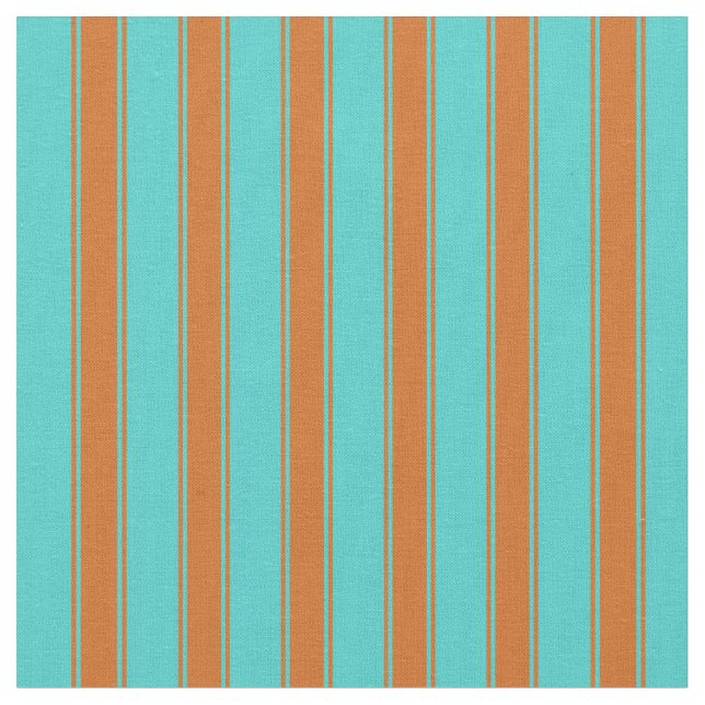 Turquoise & Chocolate Striped/Lined Pattern Fabric (Close Up)