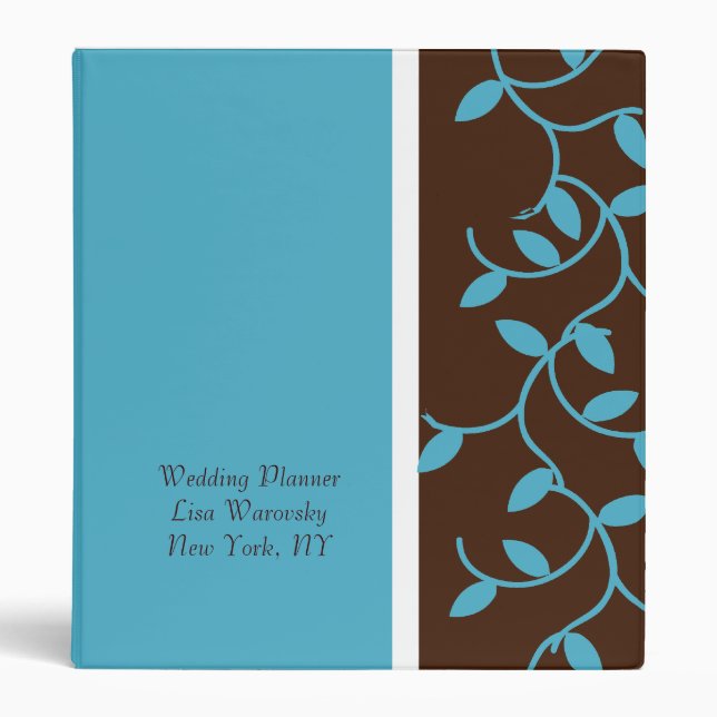 Turquoise & Chocolate Vine pattern 3 Ring Binder (Front)
