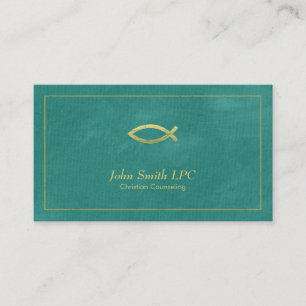 Turquoise Christian Counselor Ichthus Appointment Card