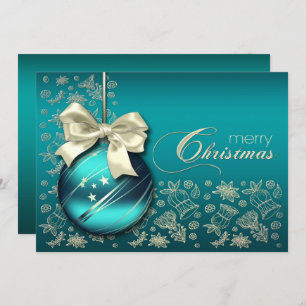 Turquoise Christmas Bauble Christmas Party Invitation