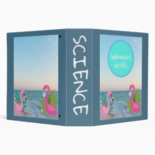 Turquoise Circle Flamingos Ocean Illustration 3 Ring Binder