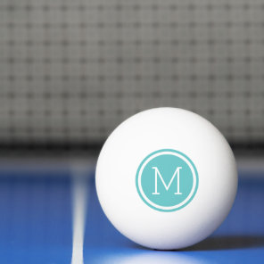 Turquoise Circle Monogram Personalized Ping Pong Ball