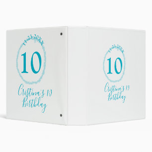 Turquoise circle. Round glitter 10th birthday bold 3 Ring Binder