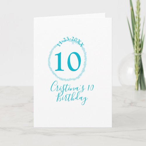 Turquoise circle. Round glitter 10th birthday bold