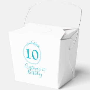 Turquoise circle. Round glitter 10th birthday bold Favor Boxes