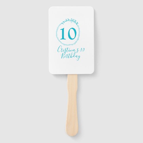 Turquoise circle. Round glitter 10th birthday bold