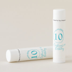 Turquoise circle. Round glitter 10th birthday bold Lip Balm