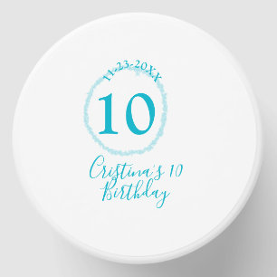 Turquoise circle. Round glitter 10th birthday bold Mini Candle Favors