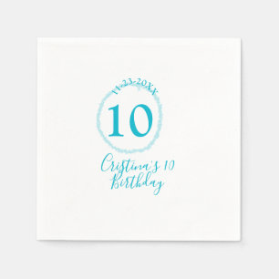 Turquoise circle. Round glitter 10th birthday bold Napkins