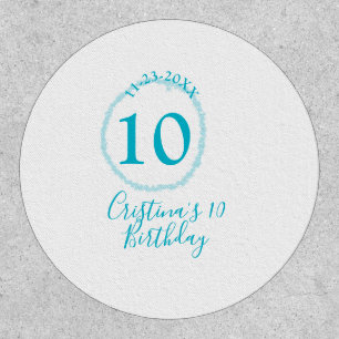 Turquoise circle. Round glitter 10th birthday bold Patch
