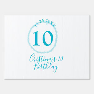 Turquoise circle. Round glitter 10th birthday bold Sign